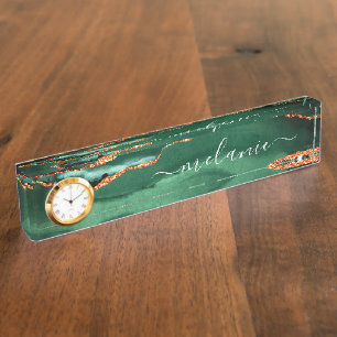 Agaat Groen Goud Glitter Emerald Desk Naam Bord Naambordje