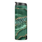 Agaat Groen Goud Marmer Jouw naam Thermische Tumbl Thermosbeker (Geroteerd rechts)