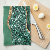 Agaat Groen Goud Smaragd Aangepaste Naam Keukenhan Theedoek (Quarter Fold)