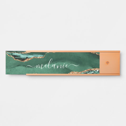 Agaat Groen Goud Smaragd Custom Naam Deurteken Deurbordje (Voorkant)