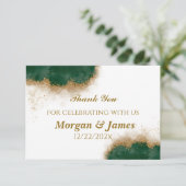 Agaat Groen & Gouden Huwelijk Dank u kaart (Staand voorkant)