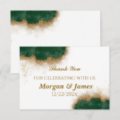 Agaat Groen & Gouden Huwelijk Dank u kaart (Voorkant / Achterkant)