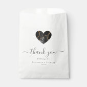 Agaat Hart Script Dank u Zwart Goud Bruiloft Bedankzakje (Voorkant)
