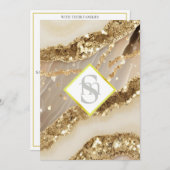 *~ Agaat Ivoor Goud AR66 QR + RSVP Bruiloft Kaart (Voorkant / Achterkant)