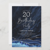 Agaat Marine Blauw Zilver 20e Verjaardag Kaart (Voorkant)