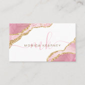 Agaat Marmer Goud Glitter Monogram Visitekaartje (Voorkant)