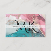 Agaat Marmer Goud Monogram Visitekaartje (Voorkant)