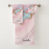 Agaat Marmer Modern Blauw Roze Goud Collectie Bad Handdoek (Insitu)