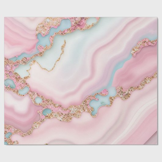 Agaat Marmer Modern Blauw Roze Goud Collectie Cadeaupapier (Vlak)