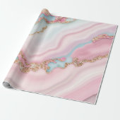 Agaat Marmer Modern Blauw Roze Goud Collectie Cadeaupapier (Uitgerold)