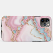 Agaat Marmer Modern Blauw Roze Goud Collectie Case-Mate iPhone Case (Achterkant (horizontaal))