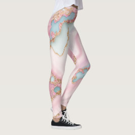 Agaat Marmer Modern Blauw Roze Goud Collectie Leggings