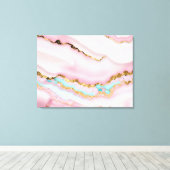 Agaat Marmer Populair Blauw Roze Goud Collectie Canvas Afdruk (Insitu (Houten vloer))
