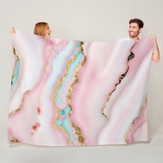 Agaat Marmer Populair Blauw Roze Goud Collectie Fleece Deken (In situ)