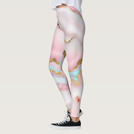 Agaat Marmer Populair Blauw Roze Goud Collectie Leggings (Links)