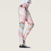 Agaat Marmer Populair Blauw Roze Goud Collectie Leggings (Rechts)