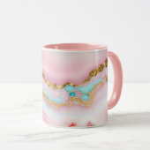 Agaat Marmer Populair Blauw Roze Goud Collectie Mok (Voorkant rechts)