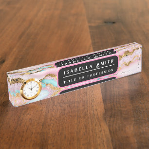 Agaat Marmer Populair Blauw Roze Goud Collectie Naambordje