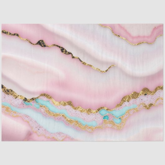 Agaat Marmer Populair Blauw Roze Goud Collectie Tissuepapier (Voorkant)