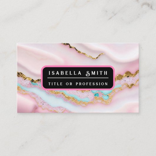 Agaat Marmer Populair Blauw Roze Goud Collectie Visitekaartje (Voorkant)