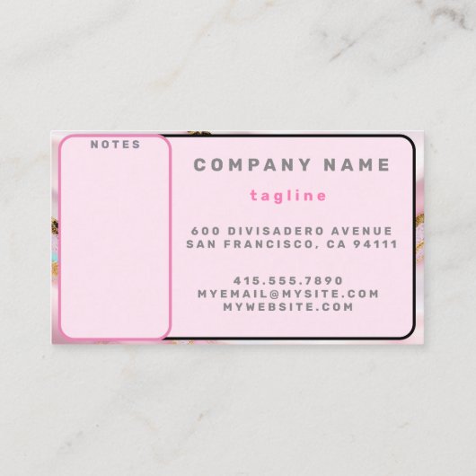 Agaat Marmer Populair Blauw Roze Goud Collectie Visitekaartje (Achterkant)