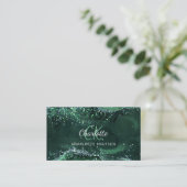 Agaat marmer smaragdgroen monogram visitekaartje (Staand voorkant)