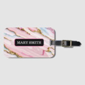 Agaat Marmer Trendy Blauw Roze Goud Collectie Bagagelabel (Voorkant (horizontaal))
