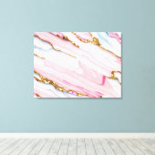 Agaat Marmer Trendy Blauw Roze Goud Collectie Canvas Afdruk (Insitu (Houten vloer))
