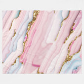 Agaat Marmer Trendy Blauw Roze Goud Collectie Fleece Deken (Voorkant (Horizontaal))