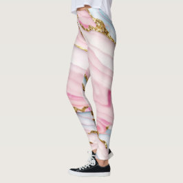 Agaat Marmer Trendy Blauw Roze Goud Collectie Leggings