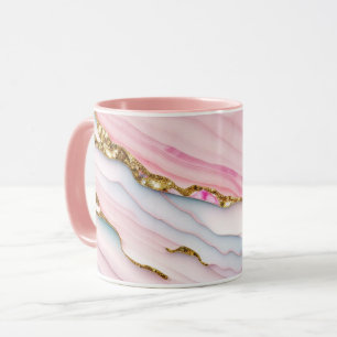 Agaat Marmer Trendy Blauw Roze Goud Collectie Mok