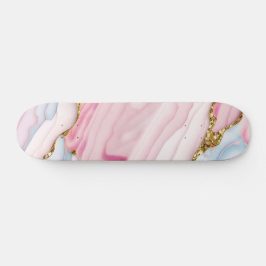 Agaat Marmer Trendy Blauw Roze Goud Collectie Persoonlijk Skateboard (Horizontaal)