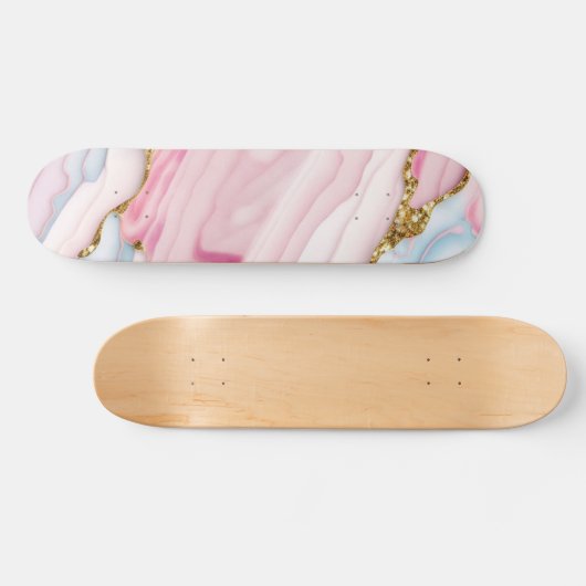 Agaat Marmer Trendy Blauw Roze Goud Collectie Persoonlijk Skateboard (Horizontaal)