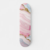 Agaat Marmer Trendy Blauw Roze Goud Collectie Persoonlijk Skateboard (Voorkant)