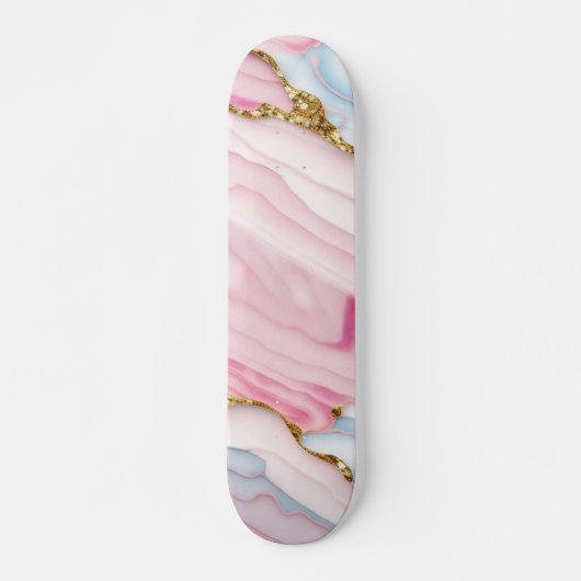 Agaat Marmer Trendy Blauw Roze Goud Collectie Persoonlijk Skateboard (Voorkant)