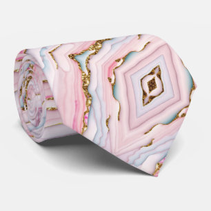 Agaat Marmer Trendy Blauw Roze Goud Collectie Stropdas