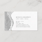Agaat Marmer Zilver Grijs Glitter Monogram Visitekaartje (Achterkant)