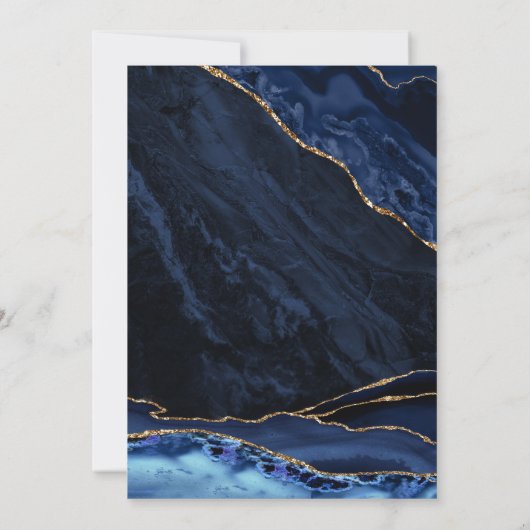 Agaat Navy Blauw Goud 50e Verjaardag Kaart (Achterkant)