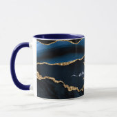 Agaat Navy Blauw Goud Marmer Custom Naam Mok (Links)