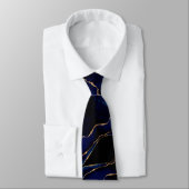 Agaat Navy Blauw Goud Stropdas (Gebonden)