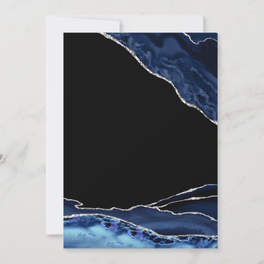 Agaat Navy Blue Black Silver Verjaardag Elke leeft Kaart (Achterkant)