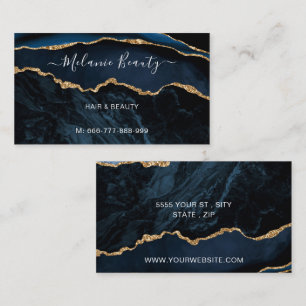 Agaat Navy Blue Gold Modern Uw Visitekaartje