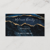 Agaat Navy Blue Gold Modern Uw Visitekaartje (Voorkant)