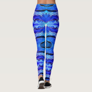 Agaat Neon Blauw Goud Glitter Marmer Leggings
