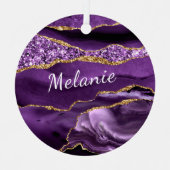 Agaat Paarse Goud Aangepaste Naam Kerstmis Ornamen Metalen Ornament