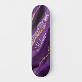 Agaat Paarse Goud Aangepaste Naam Skateboard Gift (Voorkant)