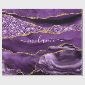 Agaat Paarse Goud Custom Name Cadeau Wrapping Papi Cadeaupapier (Vlak)