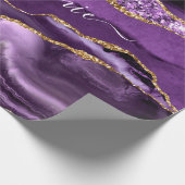 Agaat Paarse Goud Custom Name Cadeau Wrapping Papi Cadeaupapier (Hoek)