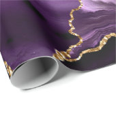 Agaat Paarse Goud Custom Name Cadeau Wrapping Papi Cadeaupapier (Rol Hoek)