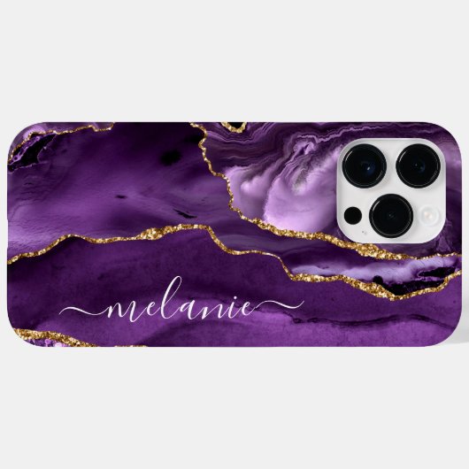 Agaat Paarse Goud Jouw naam iPhone Case Gift (Achterkant (horizontaal))